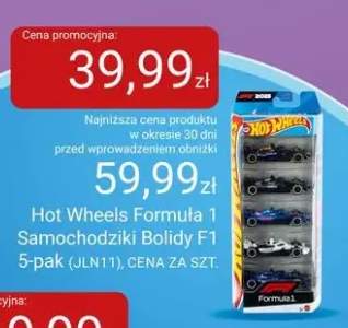 Zabawka Hot Wheels Formuła 1 Samochodziki Bolidy F1 5-pak (JLN11)