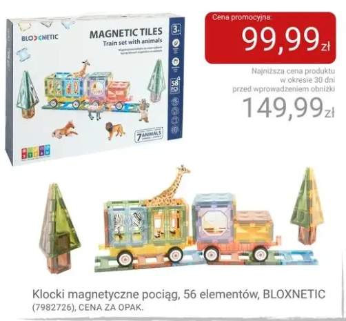 Klocki magnetyczne pociąg 56 elementów BLOXNETIC
