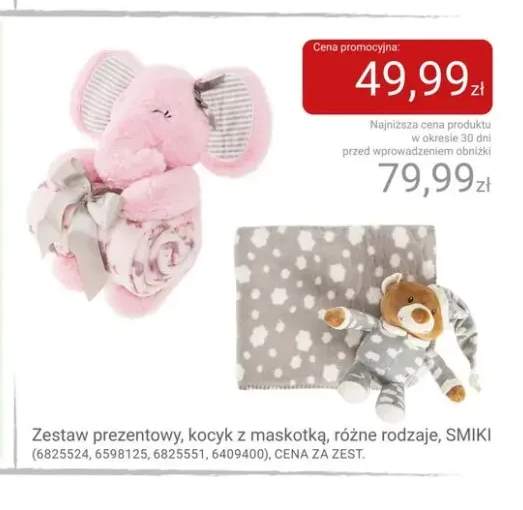 Zestaw prezentowy kocyk z maskotką SMIKI